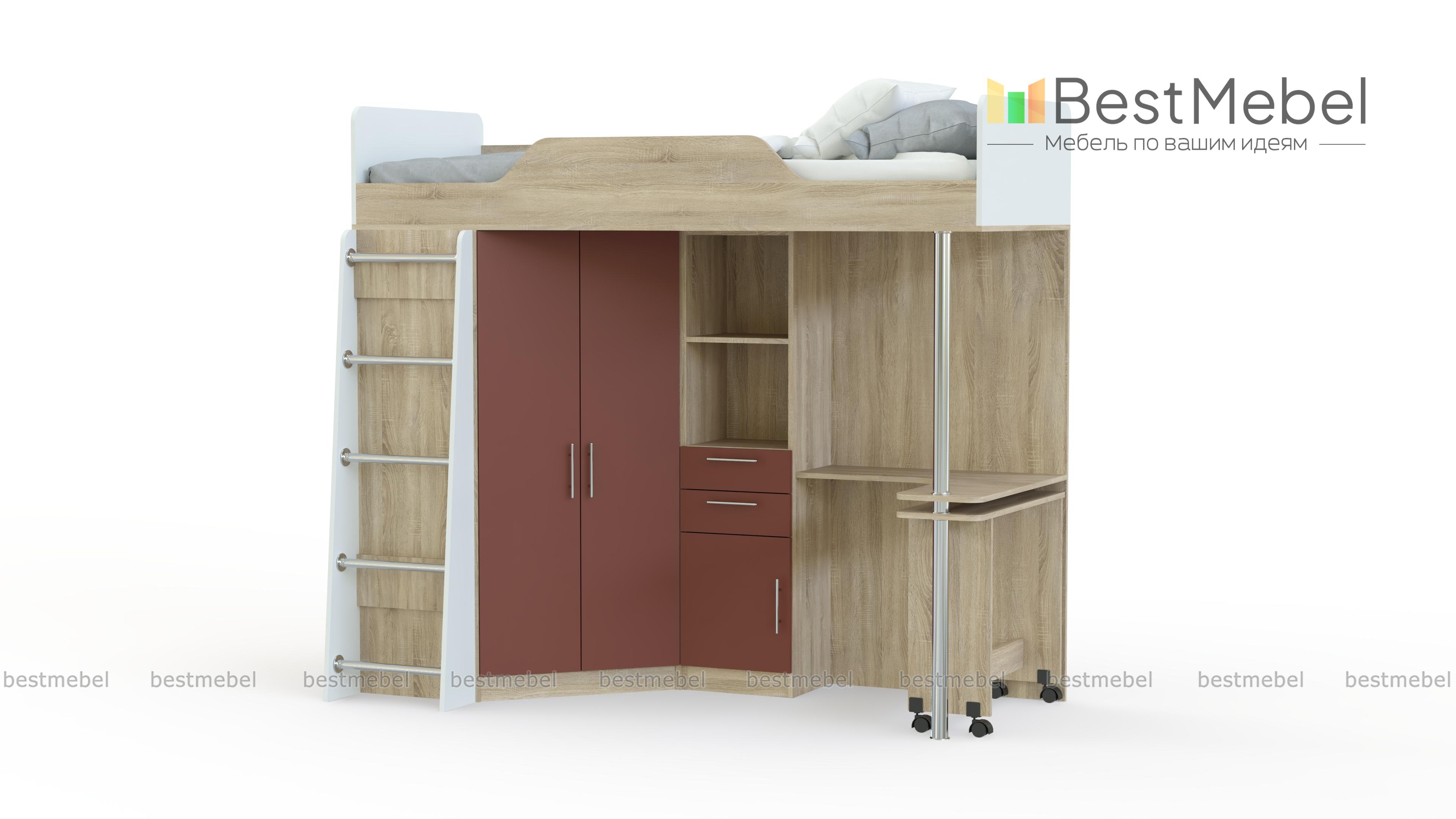 Кровать-чердак со столом Ника 427 BMS - Фото